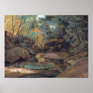 Corot - Civita Castellana Torrent under Träd Poster