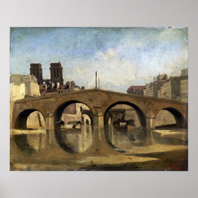 Corot - Den gamla Pont Saint-Michel 1823 Poster (Framsidan)