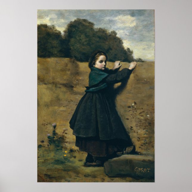 Corot - Den Nyfikna Lilla Flickan Poster (Framsidan)