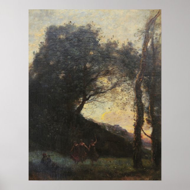 Corot - Herdens dans (kväll) Poster (Framsidan)
