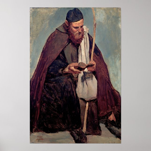 Corot - Italienska Munk Reading Poster (Framsidan)