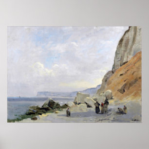 Corot - kritklippor nära Yport Poster