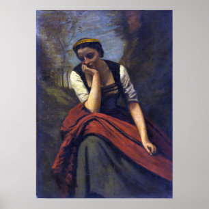 Corot - kvinnlig meditation poster