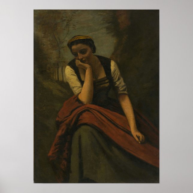 Corot - kvinnlig meditation poster (Framsidan)