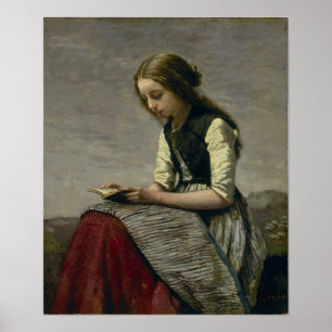 Corot - Läsande flicka Poster