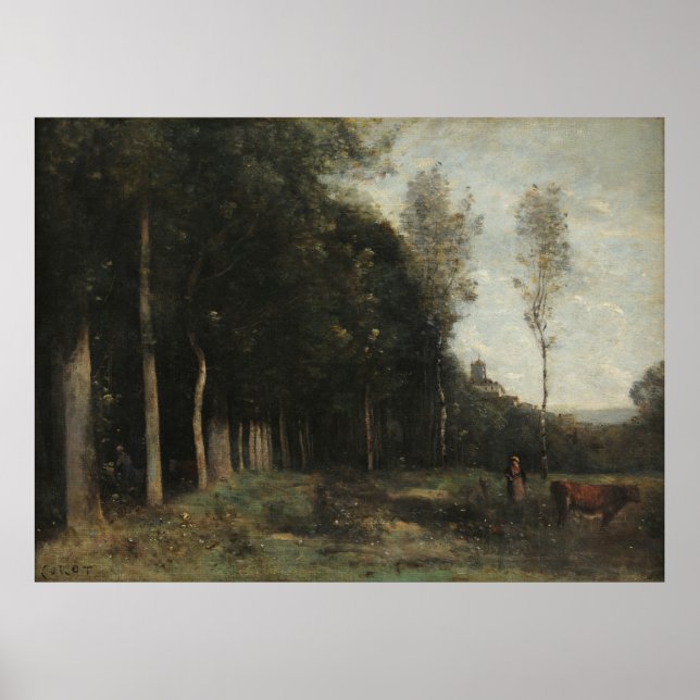 Corot - Liggande inför en by Poster (Framsidan)