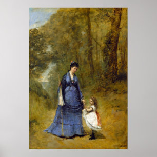 Corot - Madame Stumpf och hennes dotter Poster