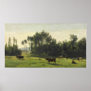 Corot - Pastures at L Aurore 1845 Poster