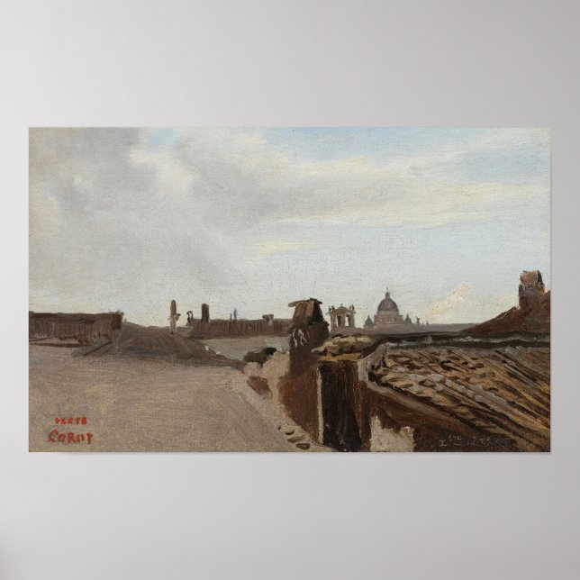 Corot - Rom En vy från fönstret 1825 Poster (Framsidan)