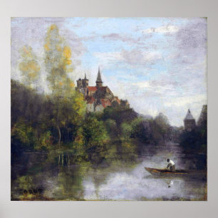 Corot - Semur, kateteraval seen från Armançon Poster