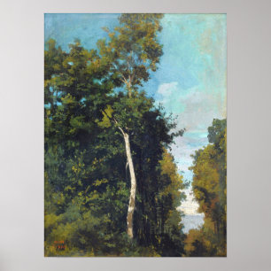Corot - Skog på Grace Kusten i Honfleur Poster