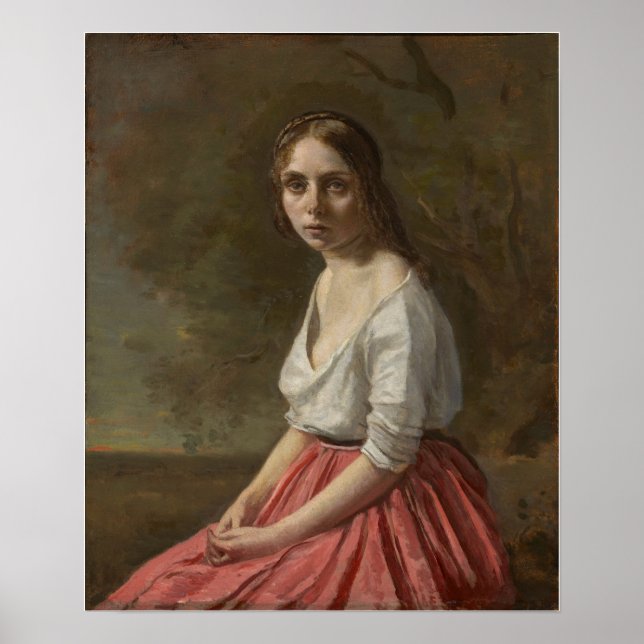 Corot - Young Woman in A Rosa Skirt 1845 Poster (Framsidan)