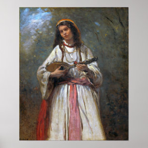 Corot - zigenare med mandolin poster