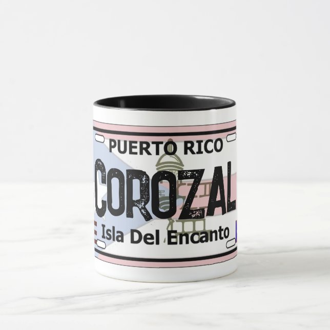 Corozal Puerto Rico flagga-registreringsskylt mugg (Center)