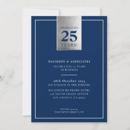 CORPORATE ANNIVERSARY styvlig business navy silver Inbjudningar