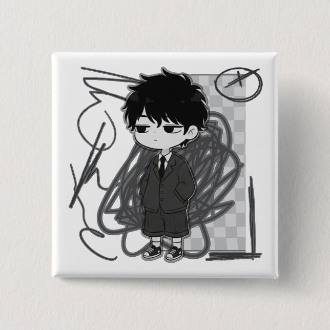 Corporate Burnout Relaterbar Chibi Pojke Kostym Il Knapp (Framsida)