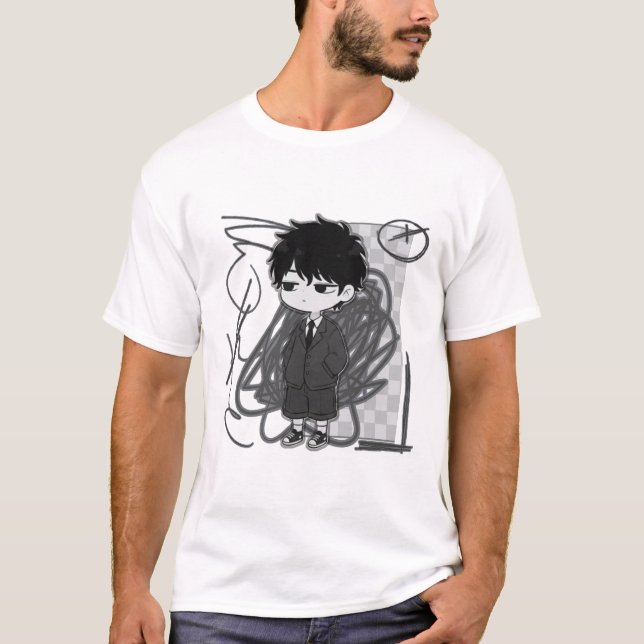 Corporate Burnout Relaterbar Chibi Pojke Kostym Il T Shirt (Framsida)