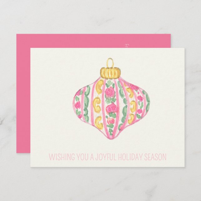 Corporate chinoiserie feminine julprydnad anteckningskort (Fram/baksida)