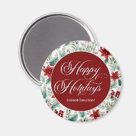 Corporate Christmas Greenery Poinsettia Magnet