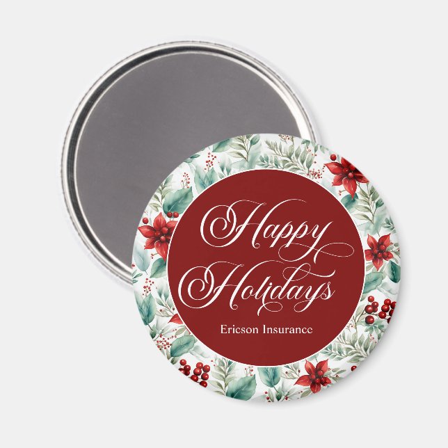 Corporate Christmas Greenery Poinsettia  Magnet (Front/Back)