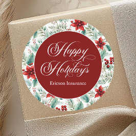 Corporate Christmas Greenery Poinsettia Runt Klistermärke