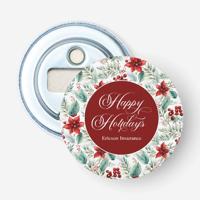 Corporate Christmas Party Greenery Poinsettia  Flasköppnare (Framsidan)