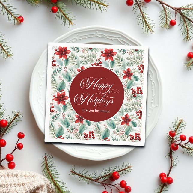 Corporate Christmas Party Greenery Poinsettia  Pappersservett (Skapare uppladdad)