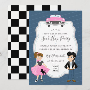 Corporate/Club/College/Skol Sock Hop Retro Party Inbjudningar