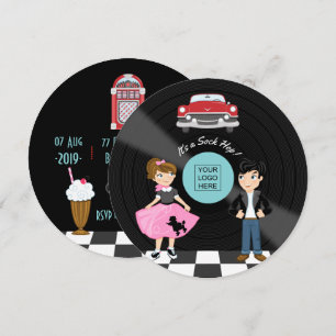Corporate/Club/College/Skol Sock Hop Retro Party Inbjudningar