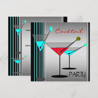 Corporate Cocktail Party Drinks Martini Blue Red Inbjudningar