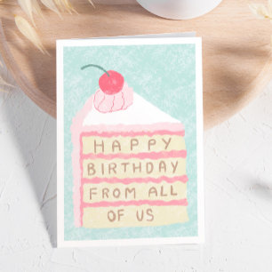 Corporate Cute Cherry Cake Slice Grattis på födels Kort