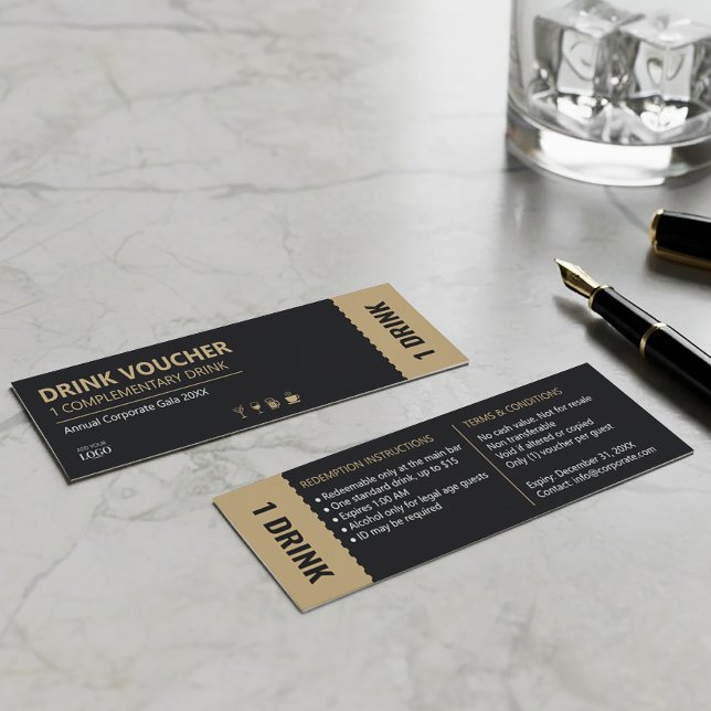 Corporate Drink Ticket | Complimentary Voucher Mini Visitkort (Skapare uppladdad)