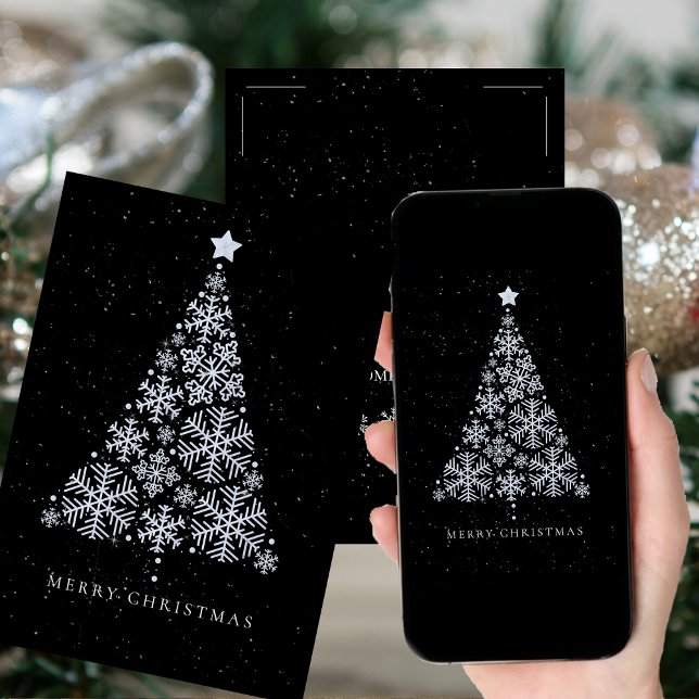 Corporate Elegant Black Snö Flake Julgran Julkort (Corporate Elegant Black Snow Flake Christmas Tree Holiday Card)