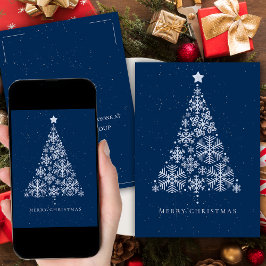 Corporate Elegant Blue Snö Flake Julgran Julkort