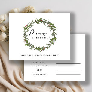 CORPORATE ELEGANT HOLLY BERRY WREATH CHRISTMAS HELG VYKORT