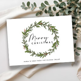 CORPORATE ELEGANT HOLLY BERRY WREATH CHRISTMAS JULKORT