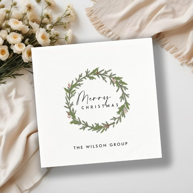 CORPORATE ELEGANT HOLLY BERRY WREATH CHRISTMAS PAPPERSSERVETT (Skapare uppladdad)