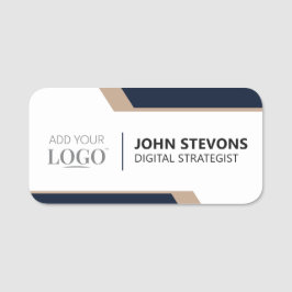 Corporate Event Logo Branded Modern Navy Staff Namnbricka
