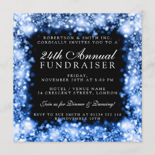 Corporate Fundraiser Gala Party Blue Sparkling Inbjudningar