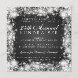 Corporate Fundraiser Gala Party Silver Sparkling Inbjudningar