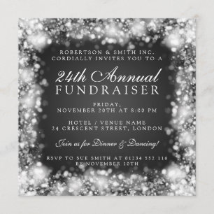 Corporate Fundraiser Gala Party Silver Sparkling Inbjudningar