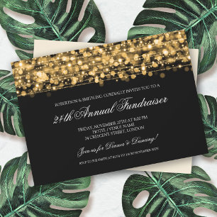 Corporate Fundraiser Gala Party Sparkles Guld Inbjudningar