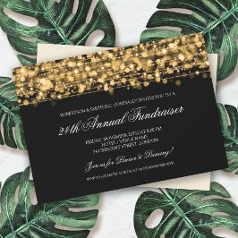 Corporate Fundraiser Gala Party Sparkles Guld Inbjudningar