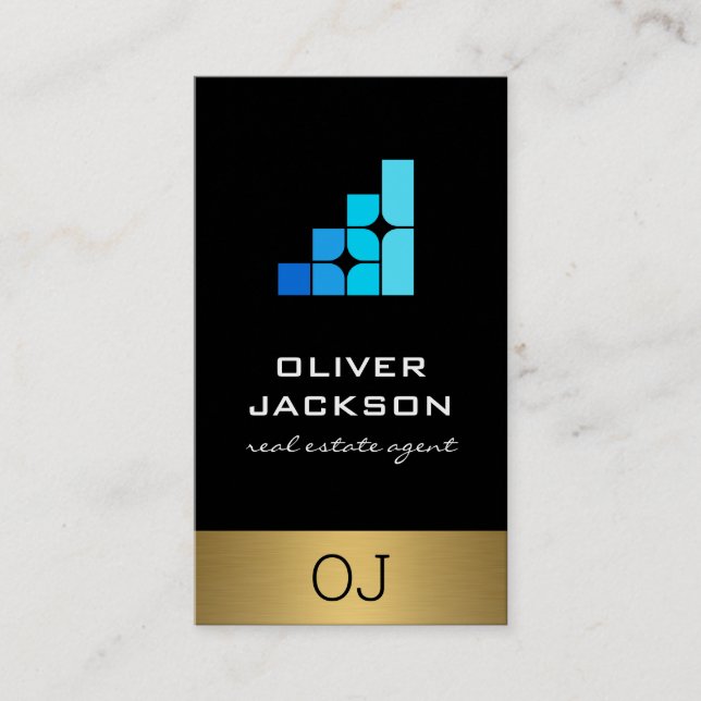 Corporate Geometric Blue Shapes Logo Visitkort (Framsida)