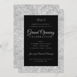Corporate Grand Open Silver Glitter Inbjudningar