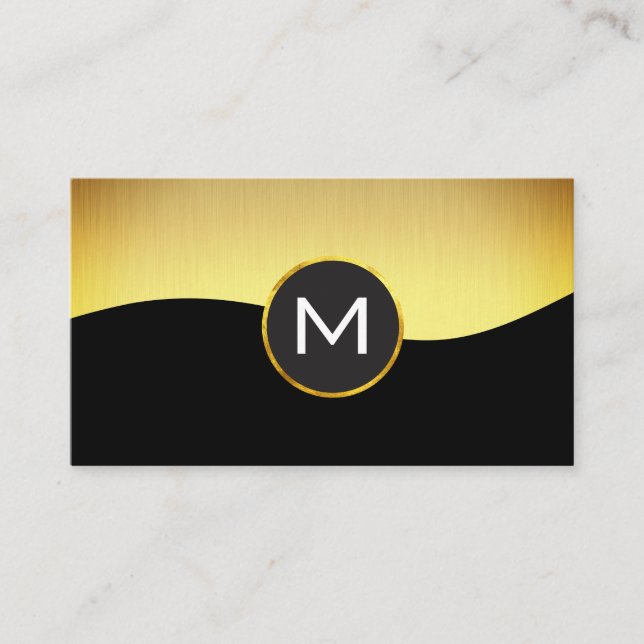 Corporate Guld Black med Monogram Visitkort (Framsida)
