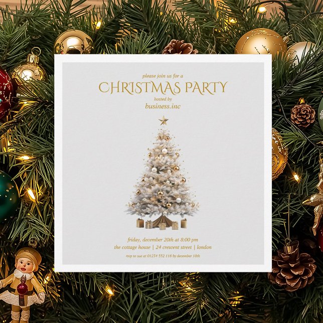Corporate Guld Julgran Julfest Inbjudningar (Corporate Gold Christmas Treen Holiday Party Invitation)