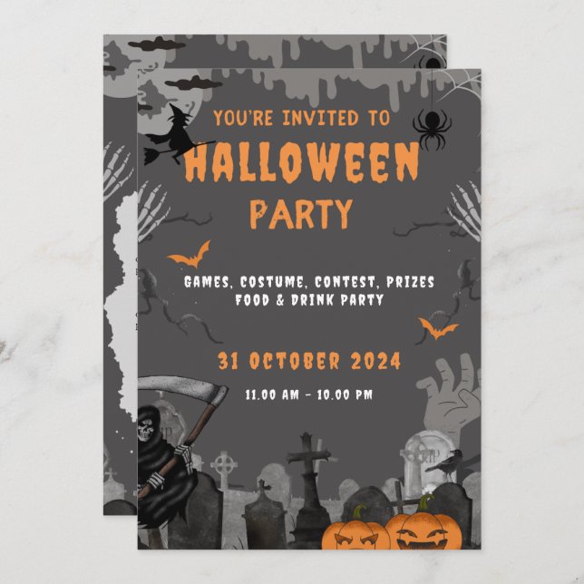 Corporate Halloween Costume Party-inbjudan Inbjudningar (Fram/baksida)