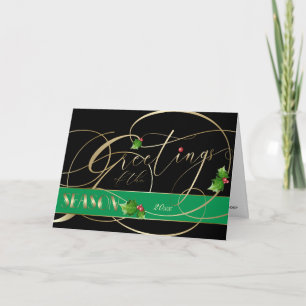 Corporate Hälsning of the Season Guld Calligraphy Kort
