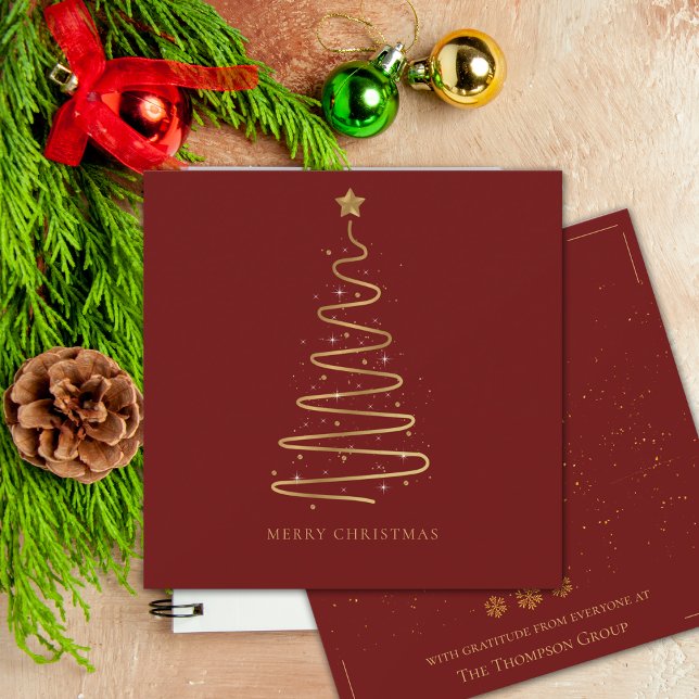 Corporate Helgdag Red och Guld Anteckningskort (Corporate Holiday Merry Christmas Red and Gold Holiday Note Card)